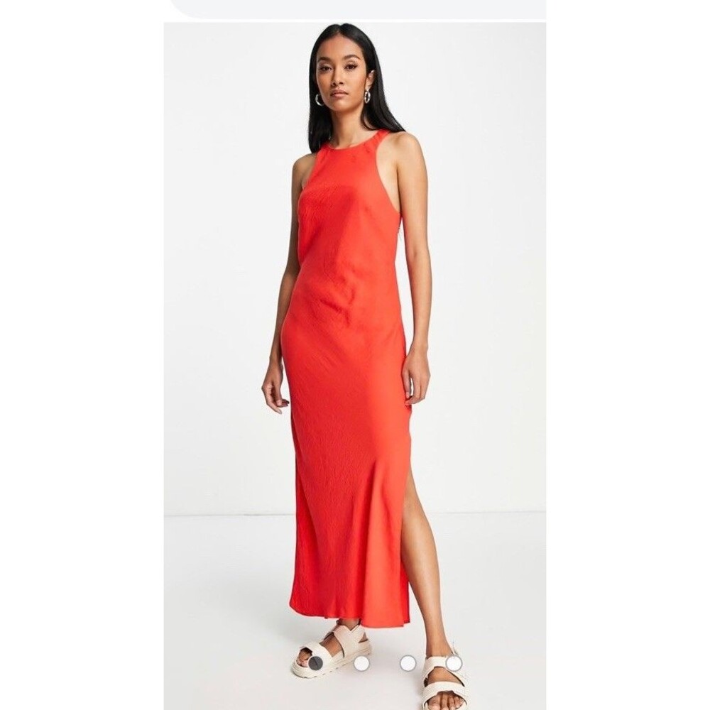 ASOS Red Midi Halter Dress